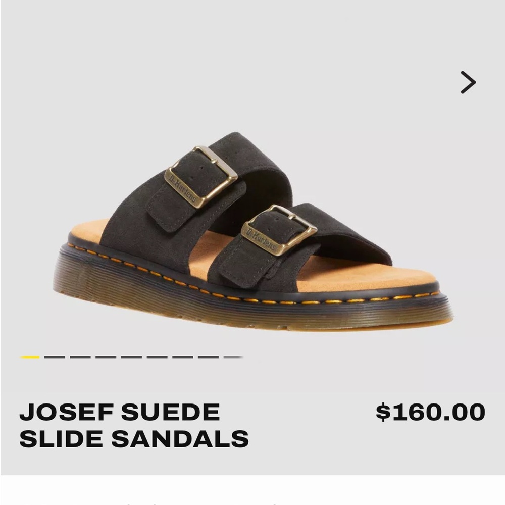 Dr. Martens Black Suede Slide Sandals with Buckles
